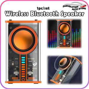 K07 Single Wireless Bluetooth 5.0 Speaker 5w Rhythm Breathing Light 3D Audio System Stereo Portable BYZ 600mAh Rainbow Light Transparent Bluetooth Speaker Pembesar Suara 机甲小钢炮 3D Surround 1pc/set