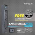 Targus Smart Surge 4 Pro with USB-C (Black) + [FREE GIFT: 2 in 1 Lightning & Micro 1.2m USB Cable] [TechUnique]. 