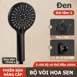 Bộ Vòi Sen Tắm Tăng Áp Cầm Tay 5 Chế Độ Nước Thông Minh Đầu Vòi Hoa Sen Lớn 12cm Massage Da Siêu Phê Có Thể Chọn Kèm Dây Sen 1.5m Và Giá Đỡ Dán Tường Nhựa ABS Chống Va Đập Màu Xám Khói Hiện Đại Phụ Kiện Phòng Tắm Cao Cấp Bền Bỉ Tiết Kiệm Nước Tối Đa