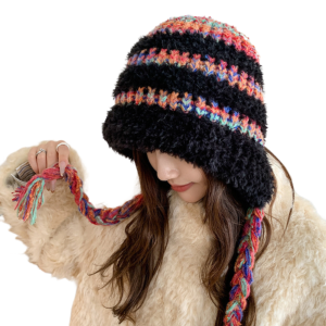 DRESSPLUS Korean Style Ear Protection Hat Windproof Soft Plush Pullover Hats Fashion Thickened Fluffy Beanie Hat Autumn and Winter