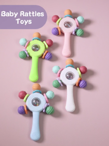 Infant Grasping Toy Manhattan Ball Rattle Teether With Soft Safe Design And Bright Color For Babies Easy Hand Grip