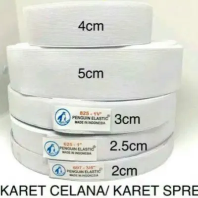 Karet elastis Penguin untuk kolor ban pinggang celana rok kulot sprei masker ikat rambut 5cm 4cm 3cm 25cm 2cm 1 cm