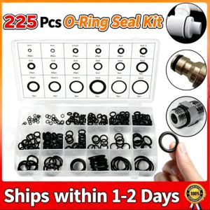 Set kotak 225 keping dengan 18 saiz gelang-O getah pencuci kombinasi gelang-O dan pencuci pengedap paip hidraulik.