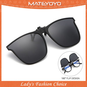 MATEYOYO Clip On Sunglasses Polarized TR90 Frame Large Lightweight Anti-Glare Men Women Outdoor Sunglasses 180° Flip Up Driving Glasses for Prescription Glasses