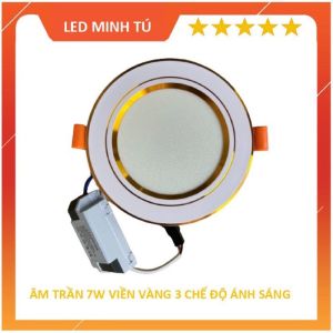 Đen led âm trần 7w viền vàng - viền bạc