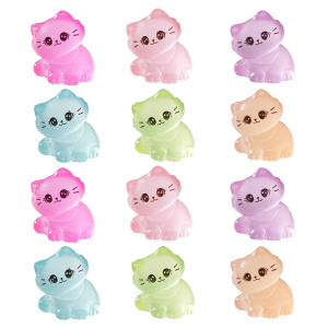 12PCS Noctilucence Resin Cats Figure Statues Fairies Garden Landscape Accessories Set For Craft Project And Home Decors