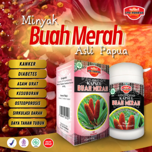 Kapsul Minyak Buah Merah Asli Papua Merk Ath-Thoifah isi 60 Kapsul Obat Kanker Tumor Diabetes