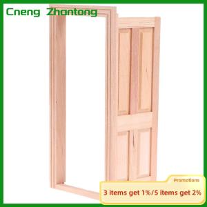 Cneng 1 12 Dollhouse Miniature 4 Panel Interior Wooden Door DIY Model Accessories Toys