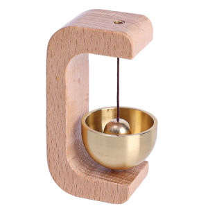 กระดิ่งไร้สายแม่เหล็กระฆังลมทองเหลืองไม้กระดิ่งแข็งสวยงามจี้รูปกระดิ่งประตูทางเข้าตกแต่งบ้านแบบแขวน