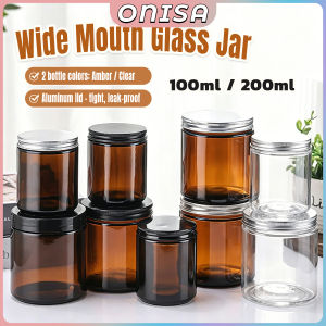 Onisa Airtight Glass Container Clear /A mber Glass Candle Jar With Lid Storage Bottle 100ml 200ml
