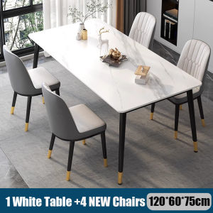 COD 120*60cm Dining Table 4 Seater SALE Dining Table Set with Chair 1 Table 4 Chairs Rectangular Combination Modern Minimalist Dining Table and Chair