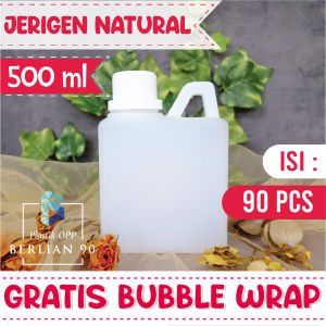 (90 pcs) JERIGEN 500ml Kotak / JERRYCAN 500ml HDPE Warna Putih Natural