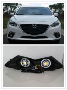 LED Fog Lights Assembly For Madza 3 20114 2015 2016 Front Bumper Fog lamp Replacement Angel Eye Daylight Accessories