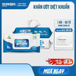 Khăn ướt diệt khuẩn EcoWipes có cồn diệt 999% vi khuẩn có hại trên nhiều bề mặt dễ dàng vệ sinh lau chùi