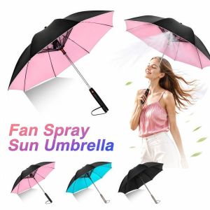 DOWNA UV Protection Fan Spray Sun Umbrella Integrated USB Charging Outdoor Umbrella  Large Size Cooling Umbrella For Summer Beach Fishing