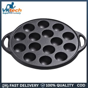 Iron Takoyaki Pan 15 Compartment Holes Nonstick Takoyaki Grill Pan Plate Home Cooking Baking Forms Tray for Octopuses Balls Pancake