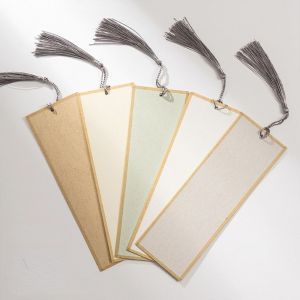 LETOY 5pcs Rectangle Crafts Decors Page Markers Stationery Hang Tag Calligraphy Paper Bookmarkers with Tassels Blank Bookmarker DIY Reading Marker