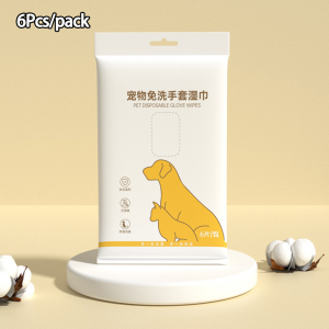 V.TOP 6Pcs Tisue Basah Sarung Tangan Pembersih Anjing Kucing Pet Cleaning Glove Wipes