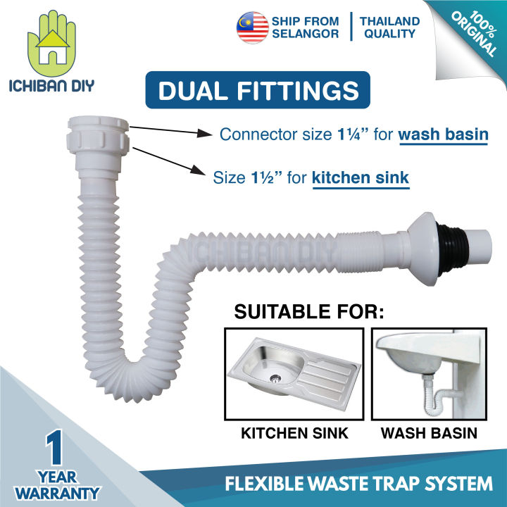 Flexible PVC Black Sink Drain Pipe Wash Basin Drain Pipe for