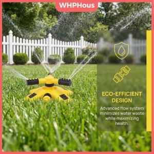 WHPHous Automatic Lawn Sprinkler 360 Degree Rotating Water Sprayer for Home Garden Irrigation Adjustable for Flower Beds