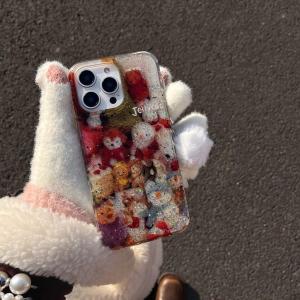 💯【Phone Case】+FREE Shipping 💯 Cute Cartoon IMD Glitter Jellycat Snowman Phone Case Suitable For iPhone 16 15 14 13 12 Pro Max Drop Resistant High Quality Cover