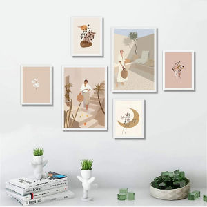 Bộ tranh tường nghệ thuật đa dạng với các chủ đề khác nhau như xe đạp biển hoa lá và phong cảnh.