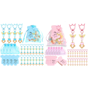 20pcs Handmade Keychains with Organzas Bags for Wedding and Baby Shower Baptism Party Supplies Anniversary Decorations