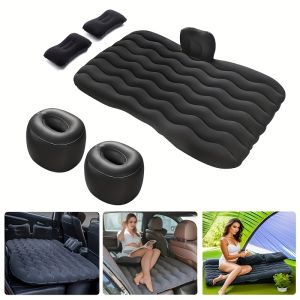 PVC Inflatable Air Mattress for Vehicle Rear Seat - Portable Self-Inflating Sleeping Pad Single Person Rectangle Shape for Travel Includes Stuff Pouch No Repair Kit Needed