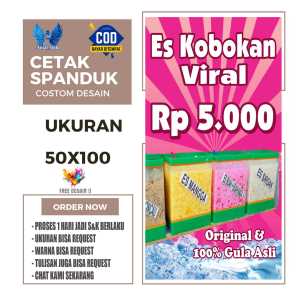 Cetak Spanduk Banner ES KOBOKAN VIRAL B  Costom Desain