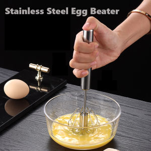 Stainless Steel Semi-automatic Egg Beater Whisk Manual Press Type Rotary Egg Beater Self Turning Egg Stirrer Kitchen Accessories