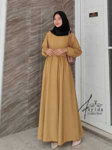 Dress Babydoll Gamis Syari Polos Mikha Wolfis Premium | Gamis Wanita Terbaru Terlaris Busui Friendly | Gamis Lebaran Mewah Elegan