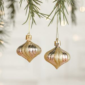 HOTOTO 2PCS PinkGold Christmas Hanging Decoration Santa Clause Plastic Xmas Baubles High-quality Party Supplies Christmas Tree Ornament Christmas