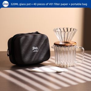 BINCOO Coffee Dripper Set Glass Filter Cup with Sharing Pot Set Outdoor Hand Brewed Great for Camping and Traveling Portable