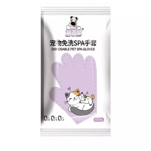 [SG Local Stock]Disposable Pet Bath-Free SPA Gloves 6PCS | No-Rinse Cleaning Wipes for Cats & Dogs | Grooming Glove