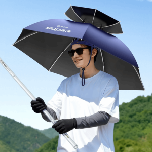 CUFEI UV Blocking Fishing Umbrella Hat Double Layer Foldable Design Sun Protection Headwear Portable Wide Brim Foldable Sun Hat For Camping