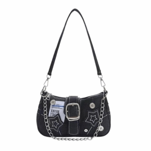 Gift Large Capacity Stars Pattern Handbags Vintage Splicing Denim Underarm Bag Trendy Chain Retro Shoulder Bags Daily