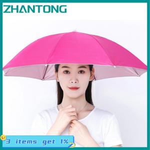 ZHANTONG หมวกกันฝนแบบพกพาร่มพับได้กลางแจ้งร่มกันแดดกันแดดกันยูวีหมวกตกปลาตั้งแคมป์หมวกหมวกชายหาดหัวอุปกรณ์เสริมหมวก