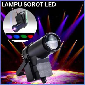 PENGIRIMAN CEPAT PINSPOT Lampu Sorot LED Spotlight Stage Party EU Plug 9W 240V 9WRGB / lampu sorot panggung bergerak dmx / lampu panggung sensor musik warna warni lighting dangdut / lampu disko kelap kelip putar sensor suara musik tembak buat panggung
