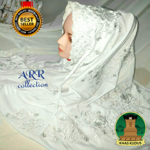 MUKENA TERUSAN PUTIH POLOS BORDIR BUNGA