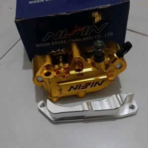 KALIPER NSSN MONOBLOK 4PISTON 4P  + BREKET DEPAN + BAUT KALIPER FULL CNC DISC STANDAR PNP HONDA PCX LOKAL / PCX 150