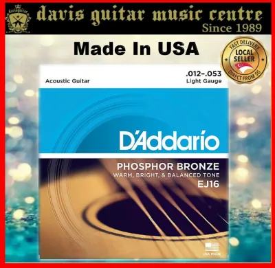 DAddario Phosphor Bronze 12-53 Acoustic Guitar String EJ16 (Made In USA)