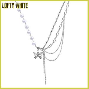 Lofty White สร้อยคอผีเสื้อคริสตัลแวววาวสร้อยคอแบบหลายชั้นที่สวยงามสำหรับผู้หญิงเครื่องประดับแสนสวยเทรนด์2022
