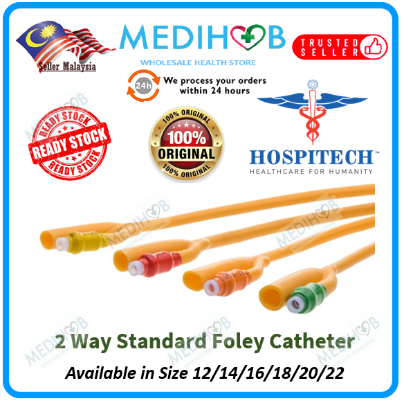 HOSPITAL GRADE 2 Way Standard Foley Catheter - Silicone Bonded with ...