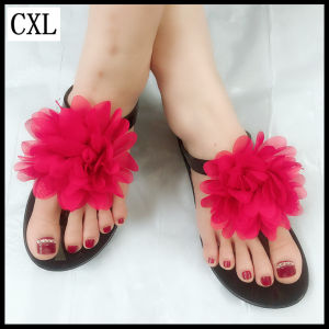 CXL Women Beautiful Flip Flop Bohemian Style Fashion Sandals Lotus Flowers Jelly Flat Slippers (Size 36-41)