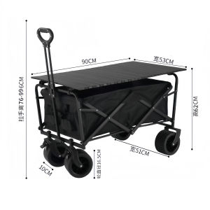 Foldable Camping Trolley Outdoor Picnic Wagon Mountainhiker portable Tool truck with Storage Basket Camping table foldable
