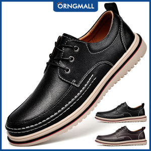ORNGMALL High Quality Men Genuine Leather Oxford Shoes Handmade Lace-Up Italian Casual Luxury Leather Shoes Comfortable Business Dress Shoes 38-44