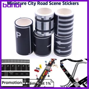 banbi 1Roll 5M 1:12 Dollhouse Road Traffic Railway Track Scene Tape Sticker Miniature Parking Scene Curve Sticker Model Decor Toy Accessories