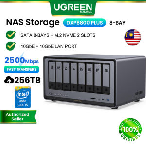 UGREEN NASync DXP8800 Plus 256TB NAS Cloud Data File Storage Backup SATA 8-Bay M.2 NVMe SSD Hard Drive 10 GbE LAN Port Intel Chip Wireless File Sharing Remote Access Media Streaming Secure Data Protection Data Sync