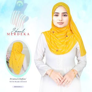 🎀Special Edition 🎀 Merdeka Shawl printed chiffon with Flag design by Bee stylish
