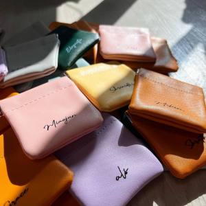 Personalised Macaron Leather Pouch with Name or Initials  Christmas Gift  Farewell Gift